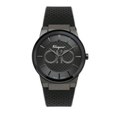 Ferragamo Men’s Swiss Made Quartz Black Silicone Strap Black Dial 41mm Watch SFHP00320